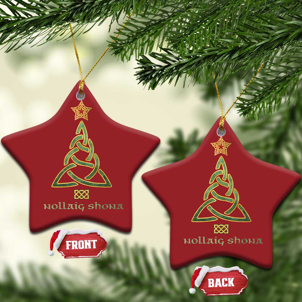 Irish Gaelic Christmas Nollaig Shona Christmas Ornament Celtic Knot Christmas Tree TS11 Star Red Print Your Wear