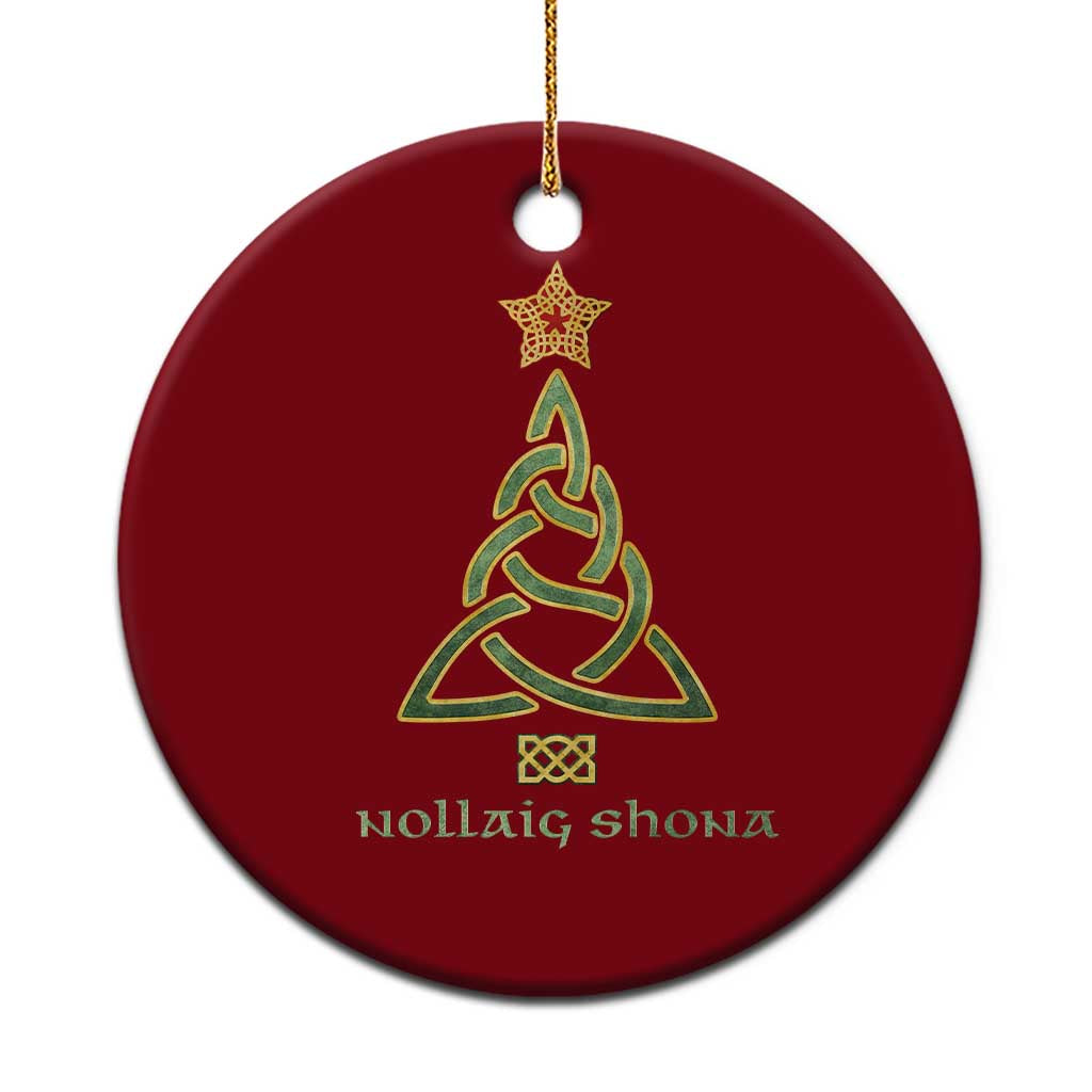 Irish Gaelic Christmas Nollaig Shona Ceramic Ornament Celtic Knot Christmas Tree TS11 1pc Red Print Your Wear