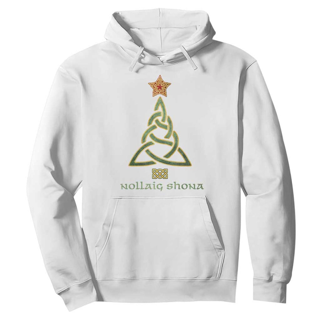 Irish Gaelic Christmas Nollaig Shona Hoodie Celtic Knot Christmas Tree TS11 White Print Your Wear