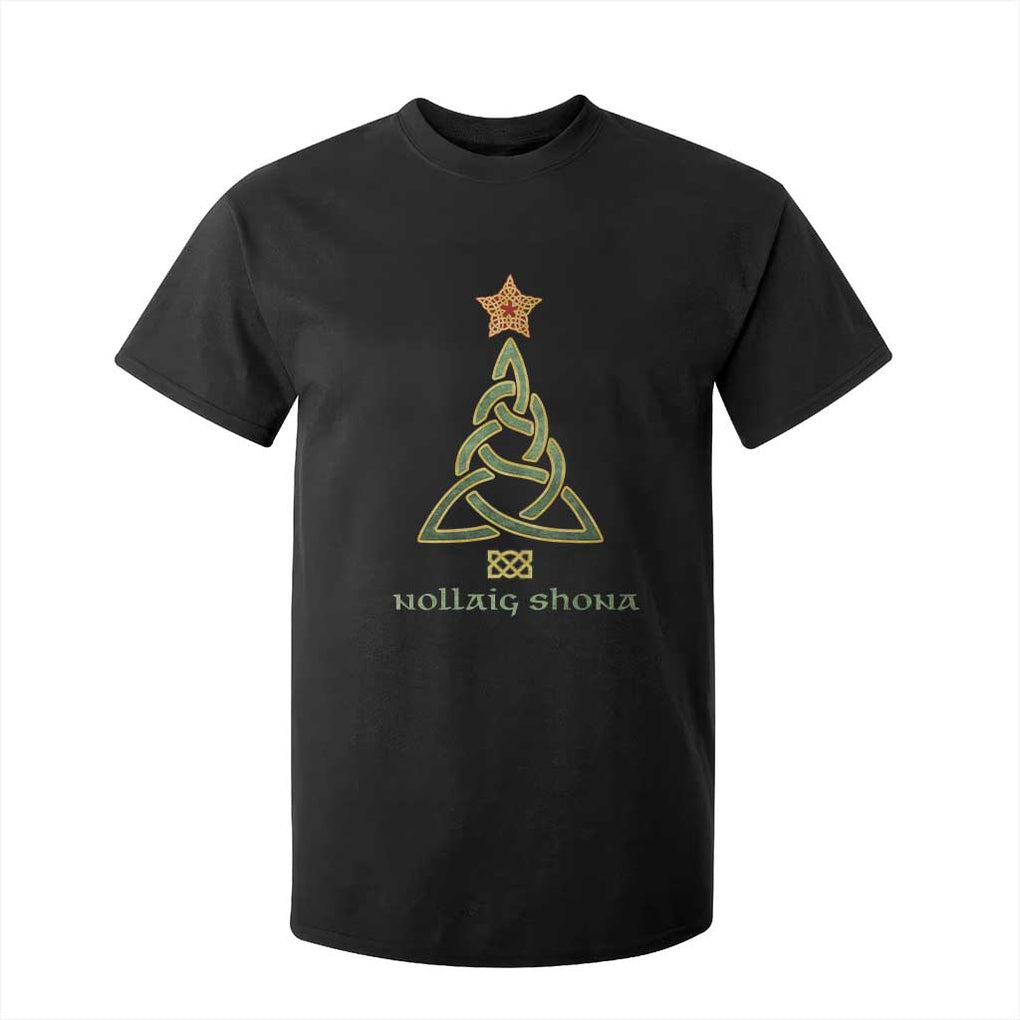 Irish Gaelic Christmas Nollaig Shona T Shirt For Kid Celtic Knot Christmas Tree TS11 Black Print Your Wear