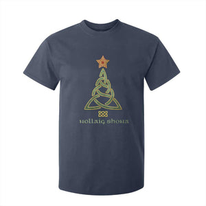 Irish Gaelic Christmas Nollaig Shona T Shirt For Kid Celtic Knot Christmas Tree TS11 Navy Print Your Wear