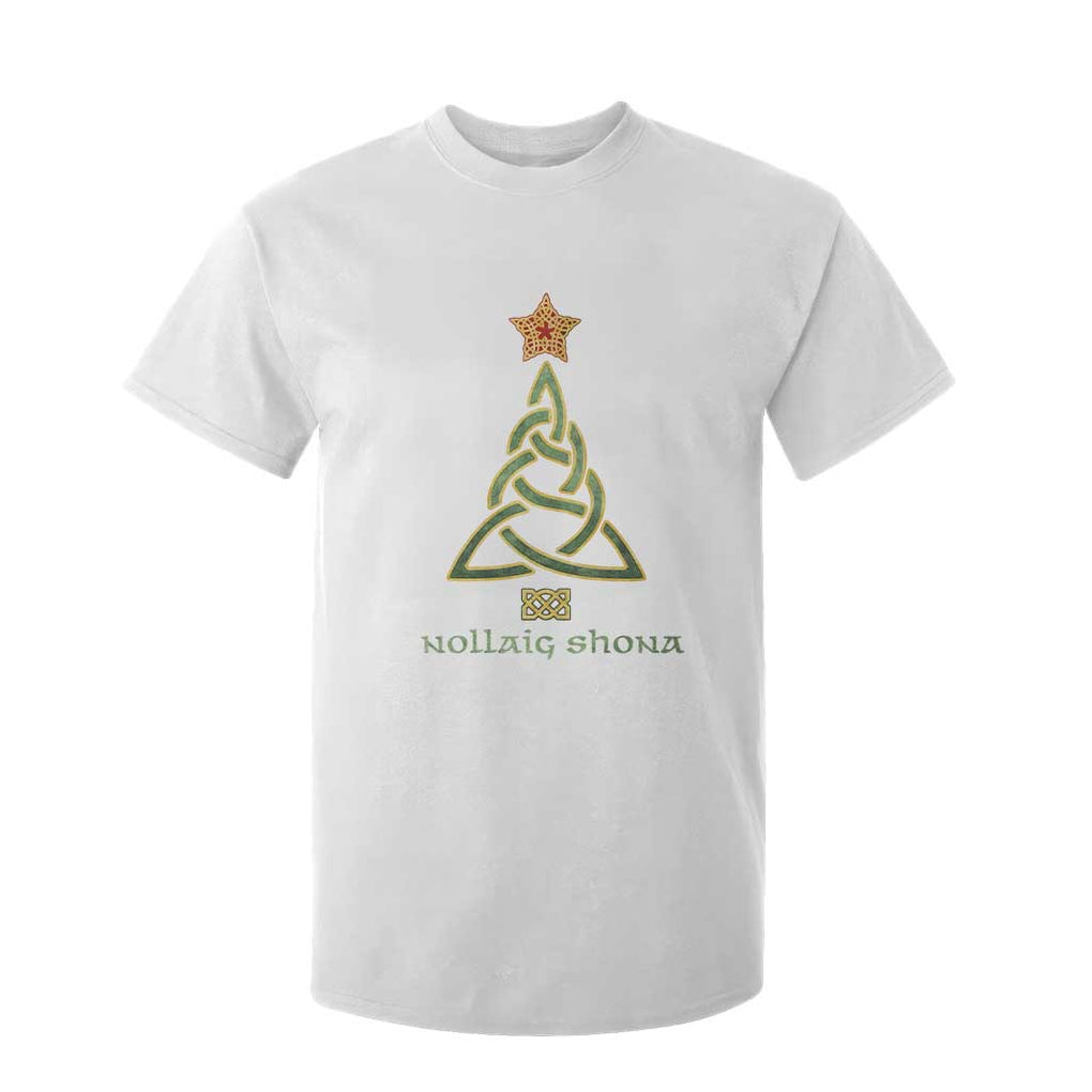 Irish Gaelic Christmas Nollaig Shona T Shirt For Kid Celtic Knot Christmas Tree TS11 White Print Your Wear