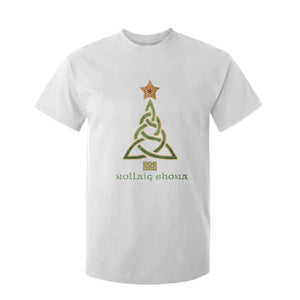 Irish Gaelic Christmas Nollaig Shona T Shirt For Kid Celtic Knot Christmas Tree TS11 White Print Your Wear