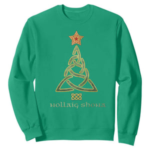 Irish Gaelic Christmas Nollaig Shona Sweatshirt Celtic Knot Christmas Tree TS11 Irish Green Print Your Wear