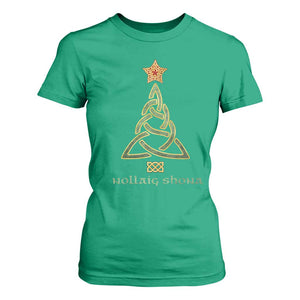Irish Gaelic Christmas Nollaig Shona T Shirt For Women Celtic Knot Christmas Tree TS11 Irish Green Print Your Wear