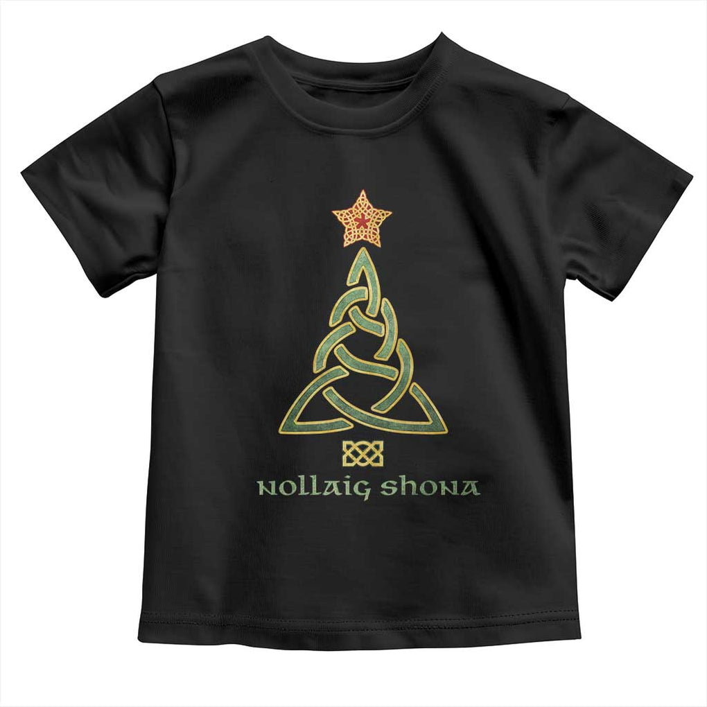 Irish Gaelic Christmas Nollaig Shona Toddler T Shirt Celtic Knot Christmas Tree TS11 Black Print Your Wear