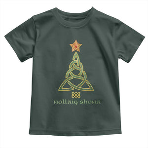 Irish Gaelic Christmas Nollaig Shona Toddler T Shirt Celtic Knot Christmas Tree TS11 Dark Forest Green Print Your Wear