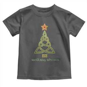 Irish Gaelic Christmas Nollaig Shona Toddler T Shirt Celtic Knot Christmas Tree TS11 Dark Heather Print Your Wear