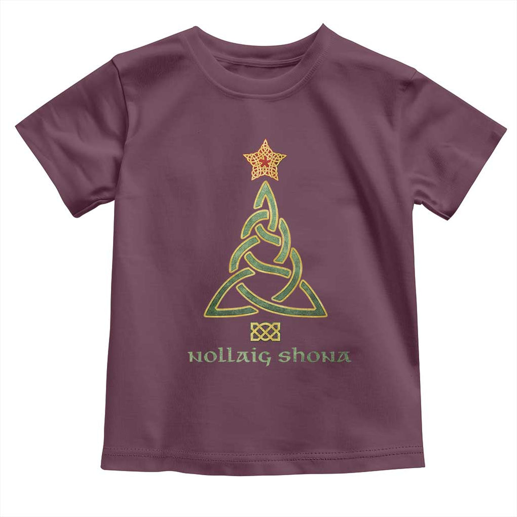 Irish Gaelic Christmas Nollaig Shona Toddler T Shirt Celtic Knot Christmas Tree TS11 Maroon Print Your Wear