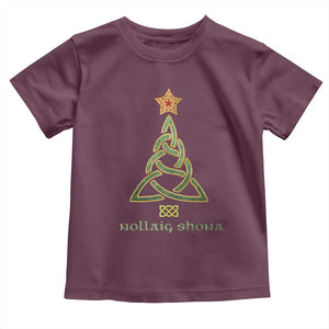 Irish Gaelic Christmas Nollaig Shona Toddler T Shirt Celtic Knot Christmas Tree TS11 Maroon Print Your Wear