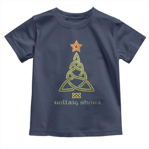 Irish Gaelic Christmas Nollaig Shona Toddler T Shirt Celtic Knot Christmas Tree TS11 Navy Print Your Wear