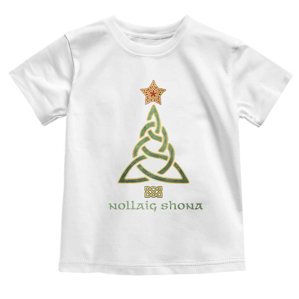 Irish Gaelic Christmas Nollaig Shona Toddler T Shirt Celtic Knot Christmas Tree TS11 White Print Your Wear