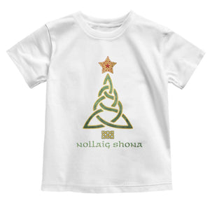 Irish Gaelic Christmas Nollaig Shona Toddler T Shirt Celtic Knot Christmas Tree TS11 White Print Your Wear