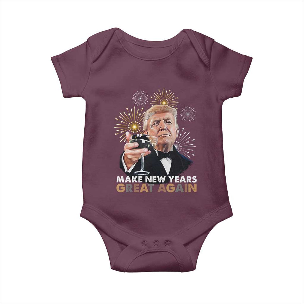 Funny Trump New Year Baby Onesie Make New Years Great Again Fireworks TS11 Maroon Print Your Wear