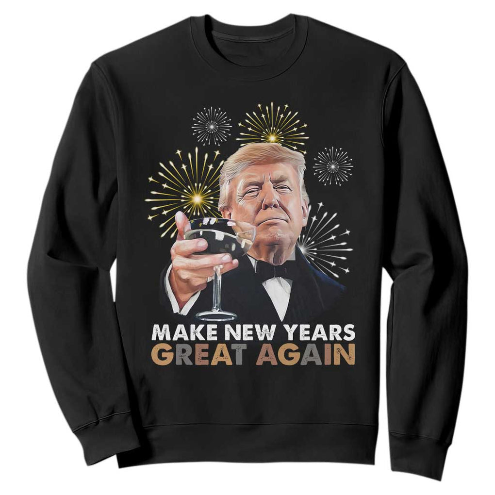 Funny Trump New Year Sweatshirt Make New Years Great Again Fireworks TS11 Black Print Your Wear
