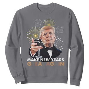 Funny Trump New Year Sweatshirt Make New Years Great Again Fireworks TS11 Charcoal Print Your Wear