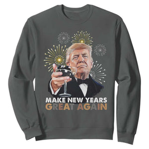 Funny Trump New Year Sweatshirt Make New Years Great Again Fireworks TS11 Dark Heather Print Your Wear