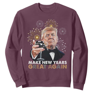 Funny Trump New Year Sweatshirt Make New Years Great Again Fireworks TS11 Maroon Print Your Wear