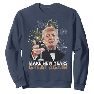 Funny Trump New Year Sweatshirt Make New Years Great Again Fireworks TS11 Navy Print Your Wear