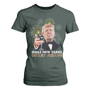 Funny Trump New Year T Shirt For Women Make New Years Great Again Fireworks TS11 Dark Forest Green Print Your Wear