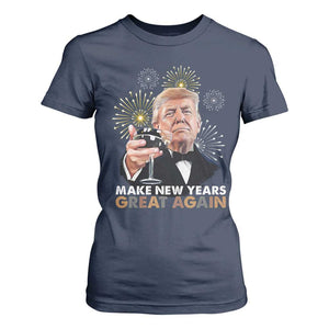 Funny Trump New Year T Shirt For Women Make New Years Great Again Fireworks TS11 Navy Print Your Wear