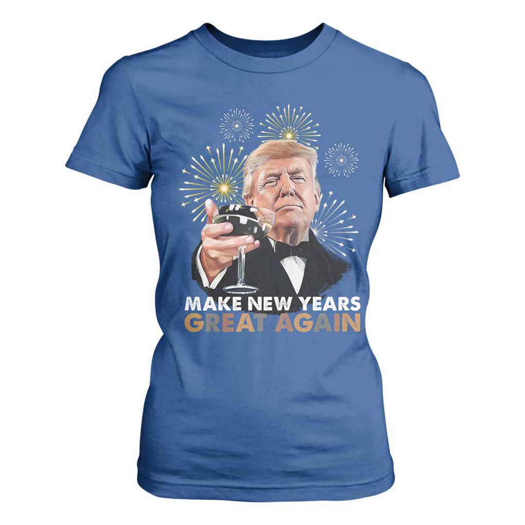 Funny Trump New Year T Shirt For Women Make New Years Great Again Fireworks TS11 Royal Blue Print Your Wear