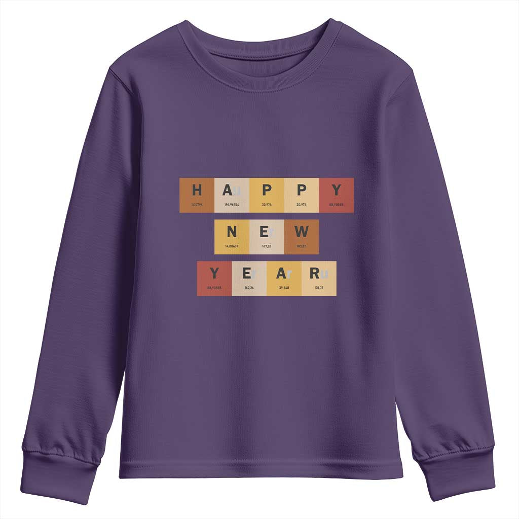 Funny Happy New Year Periodic Table Elements Youth Sweatshirt Chemistry Teacher Student TS11 Purple Print Your Wear