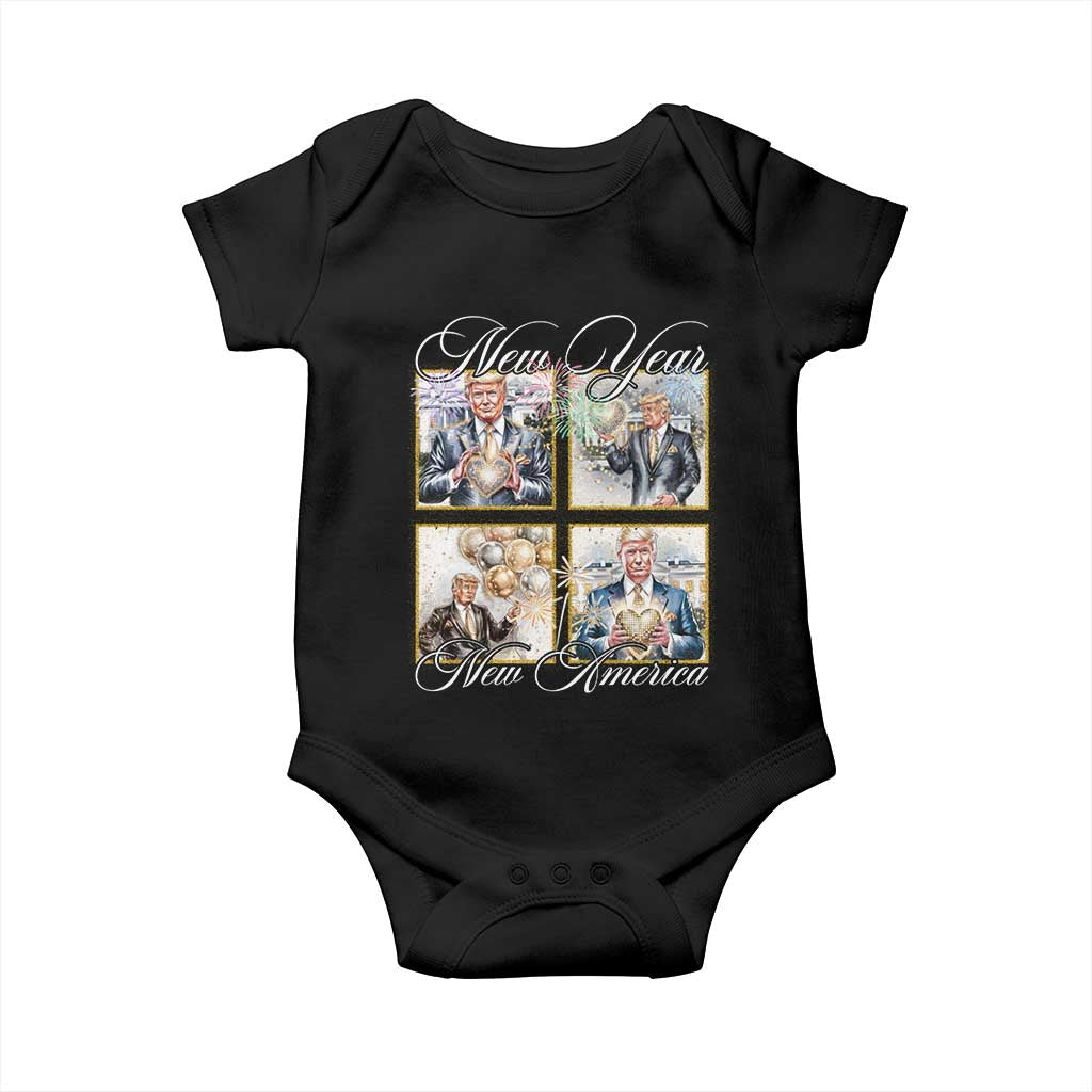 Funny Trump New Year New America 2025 Baby Onesie Sparkling Fireworks TS11 Black Print Your Wear