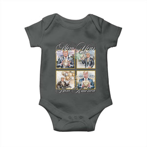 Funny Trump New Year New America 2025 Baby Onesie Sparkling Fireworks TS11 Dark Heather Print Your Wear