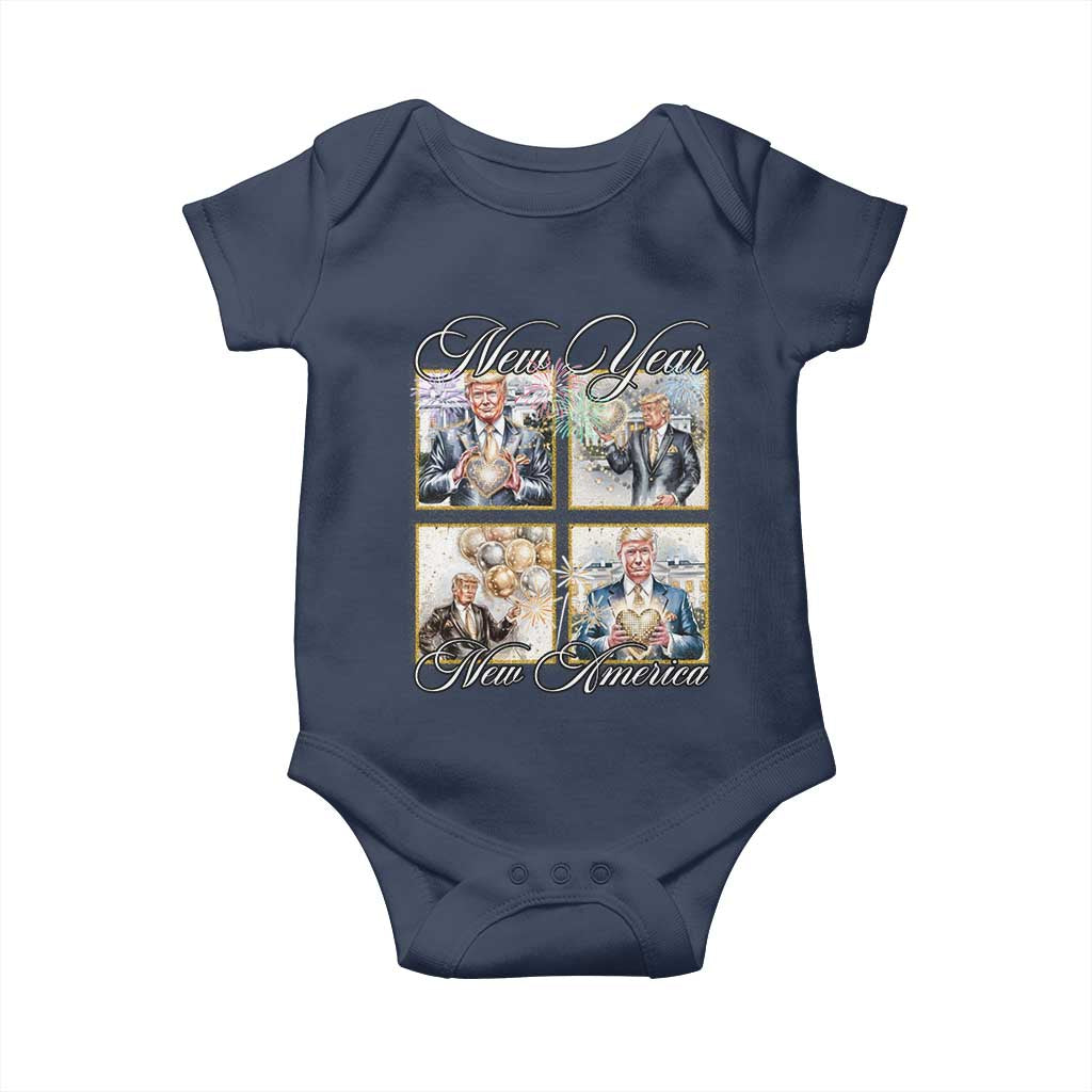 Funny Trump New Year New America 2025 Baby Onesie Sparkling Fireworks TS11 Navy Print Your Wear