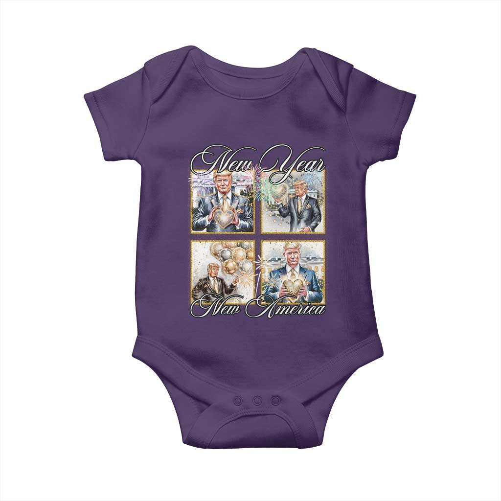 Funny Trump New Year New America 2025 Baby Onesie Sparkling Fireworks TS11 Purple Print Your Wear