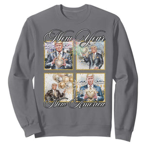 Funny Trump New Year New America 2025 Sweatshirt Sparkling Fireworks TS11 Charcoal Print Your Wear