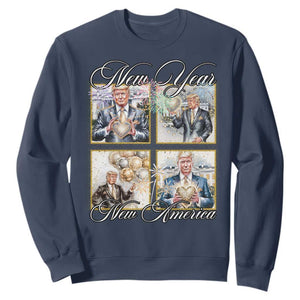 Funny Trump New Year New America 2025 Sweatshirt Sparkling Fireworks TS11 Navy Print Your Wear