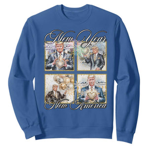 Funny Trump New Year New America 2025 Sweatshirt Sparkling Fireworks TS11 Royal Blue Print Your Wear