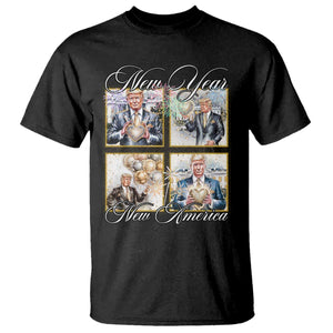 Funny Trump New Year New America 2025 T Shirt Sparkling Fireworks TS11 Black Print Your Wear