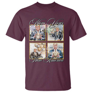 Funny Trump New Year New America 2025 T Shirt Sparkling Fireworks TS11 Maroon Print Your Wear