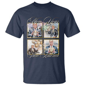 Funny Trump New Year New America 2025 T Shirt Sparkling Fireworks TS11 Navy Print Your Wear