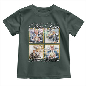 Funny Trump New Year New America 2025 Toddler T Shirt Sparkling Fireworks TS11 Dark Forest Green Print Your Wear