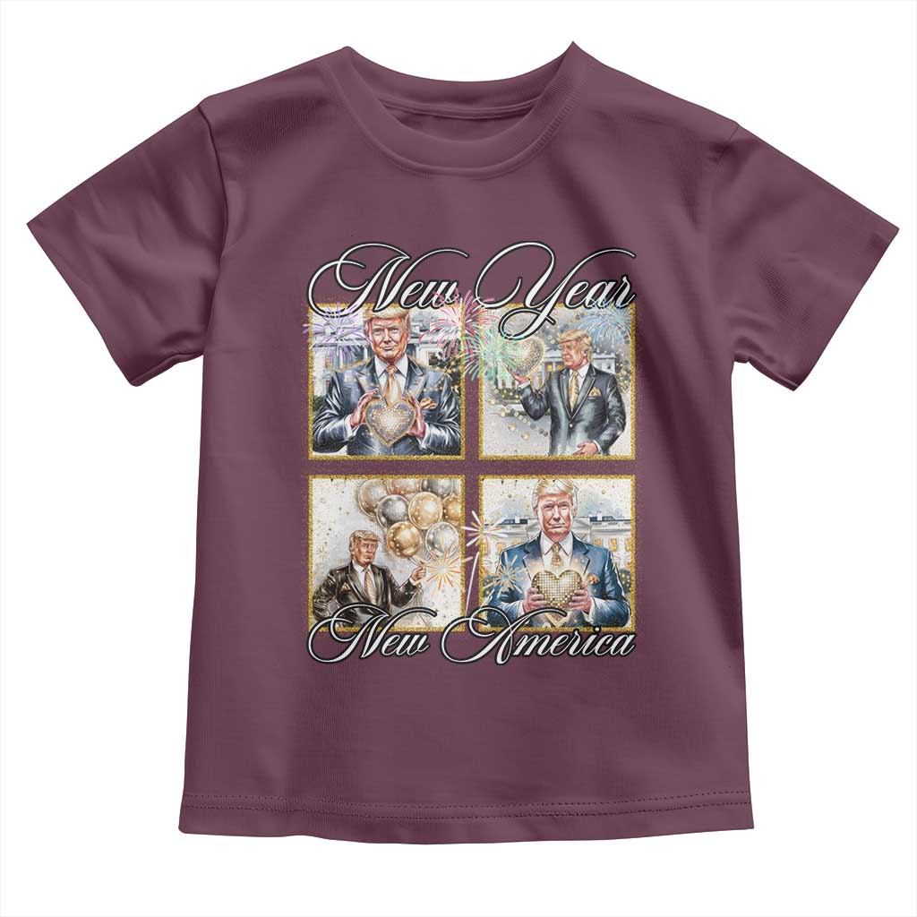 Funny Trump New Year New America 2025 Toddler T Shirt Sparkling Fireworks TS11 Maroon Print Your Wear