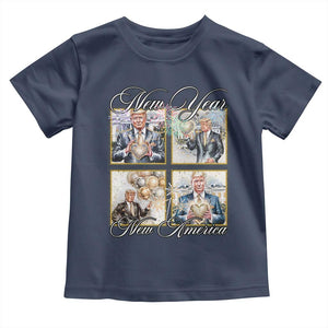 Funny Trump New Year New America 2025 Toddler T Shirt Sparkling Fireworks TS11 Navy Print Your Wear