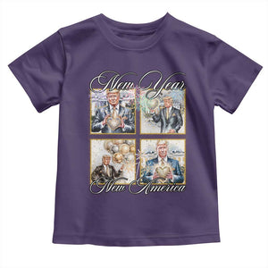 Funny Trump New Year New America 2025 Toddler T Shirt Sparkling Fireworks TS11 Purple Print Your Wear