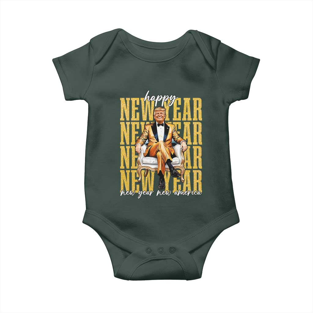 Funny Trump Happy New Year New America 2025 Baby Onesie TS11 Print Your Wear