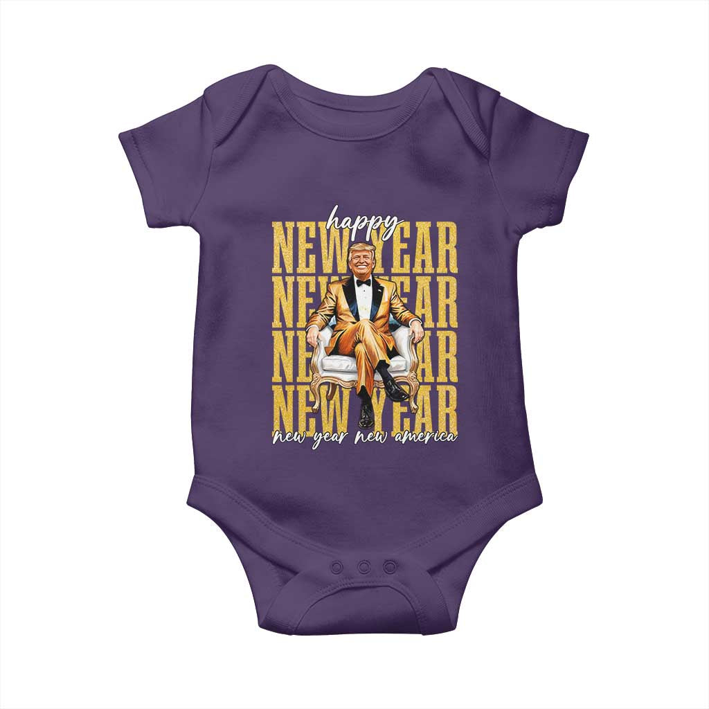 Funny Trump Happy New Year New America 2025 Baby Onesie TS11 Purple Print Your Wear