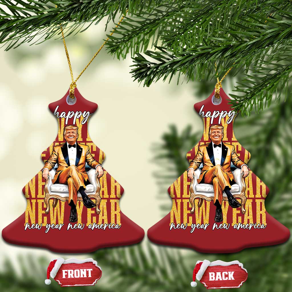 Funny Trump Happy New Year New America 2025 Christmas Ornament TS11 Christmas Tree Red Print Your Wear