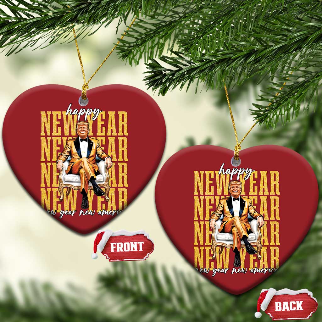Funny Trump Happy New Year New America 2025 Christmas Ornament TS11 Heart Red Print Your Wear