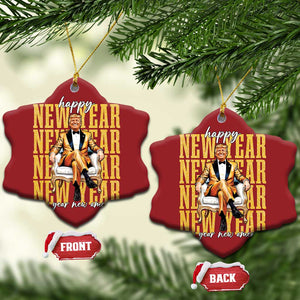 Funny Trump Happy New Year New America 2025 Christmas Ornament TS11 Snow Flake Red Print Your Wear