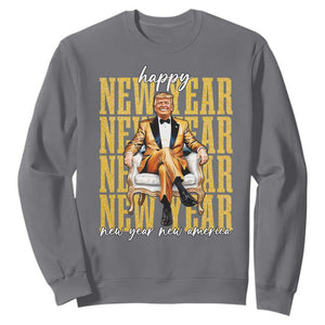 Funny Trump Happy New Year New America 2025 Sweatshirt TS11 Charcoal Print Your Wear