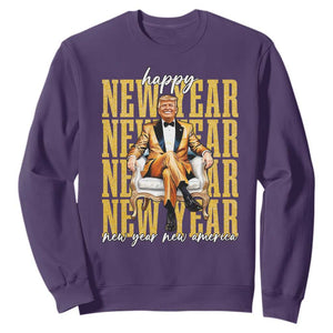 Funny Trump Happy New Year New America 2025 Sweatshirt TS11 Purple Print Your Wear
