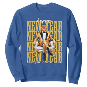 Funny Trump Happy New Year New America 2025 Sweatshirt TS11 Royal Blue Print Your Wear
