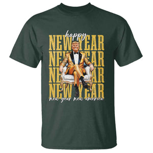 Funny Trump Happy New Year New America 2025 T Shirt TS11 Dark Forest Green Print Your Wear